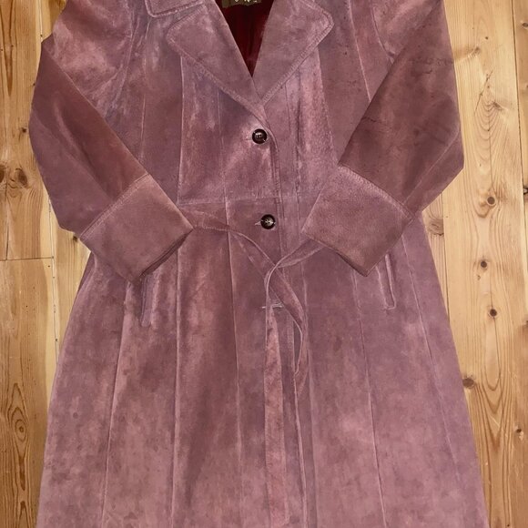 Vintage Purple Leather Suede Coat - Picture 5 of 6